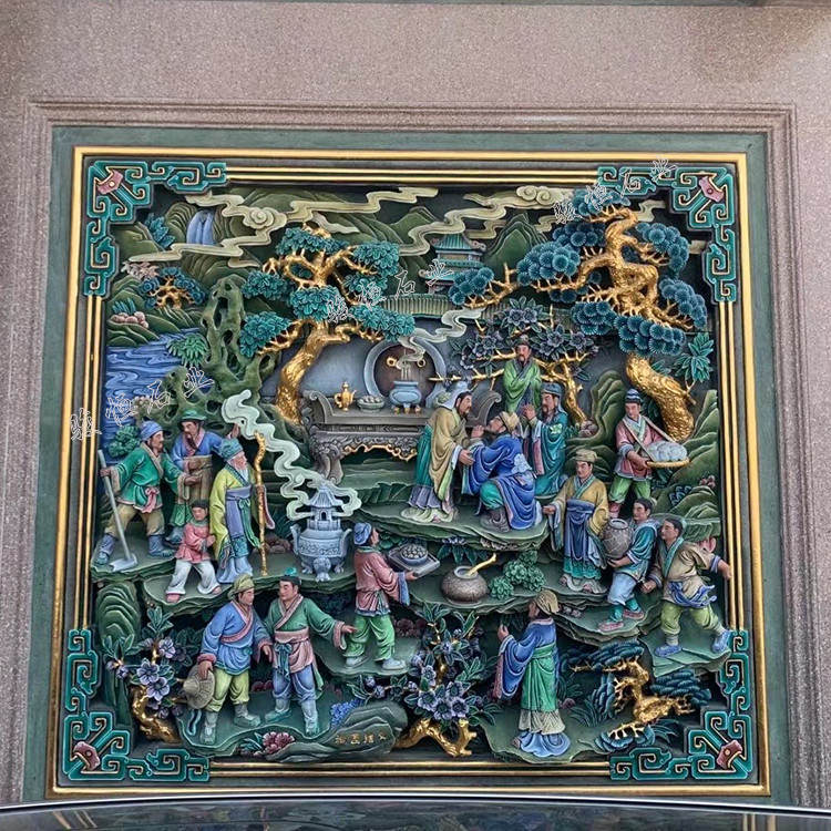 宗祠祖厝石雕壁画浮雕图案_神话传说类龙凤呈祥二十四孝福禄寿喜_浮雕墙画图片欣赏