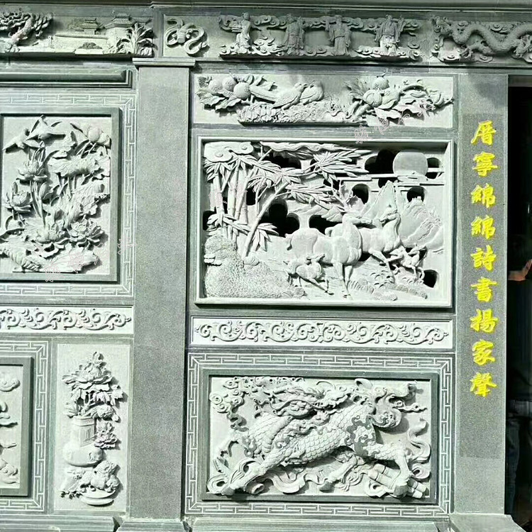 浮雕墙画图片欣赏_神话传说类龙凤呈祥二十四孝福禄寿喜_宗祠祖厝石雕壁画浮雕图案