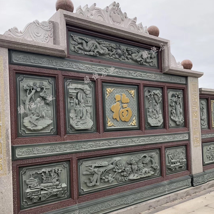 宗祠祖厝石雕壁画浮雕图案_浮雕墙画图片欣赏_神话传说类龙凤呈祥二十四孝福禄寿喜