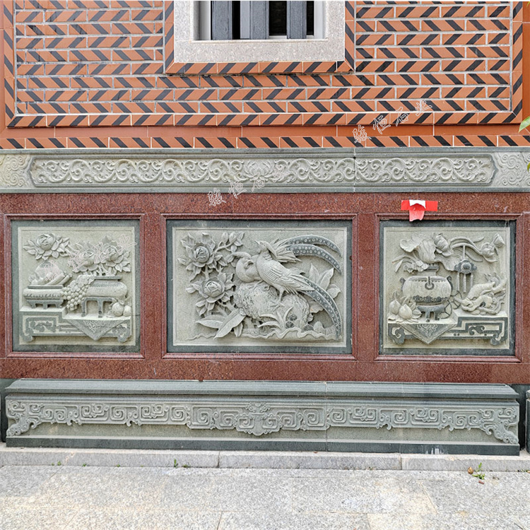 浮雕墙画图片欣赏_宗祠祖厝石雕壁画浮雕图案_神话传说类龙凤呈祥二十四孝福禄寿喜