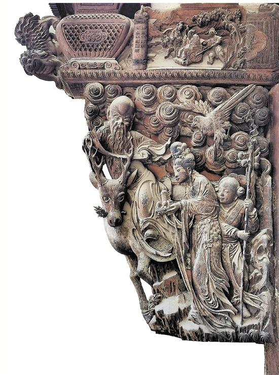 东阳木雕牛腿_世美堂琴枋金云山落款_东阳仿古木雕门楼