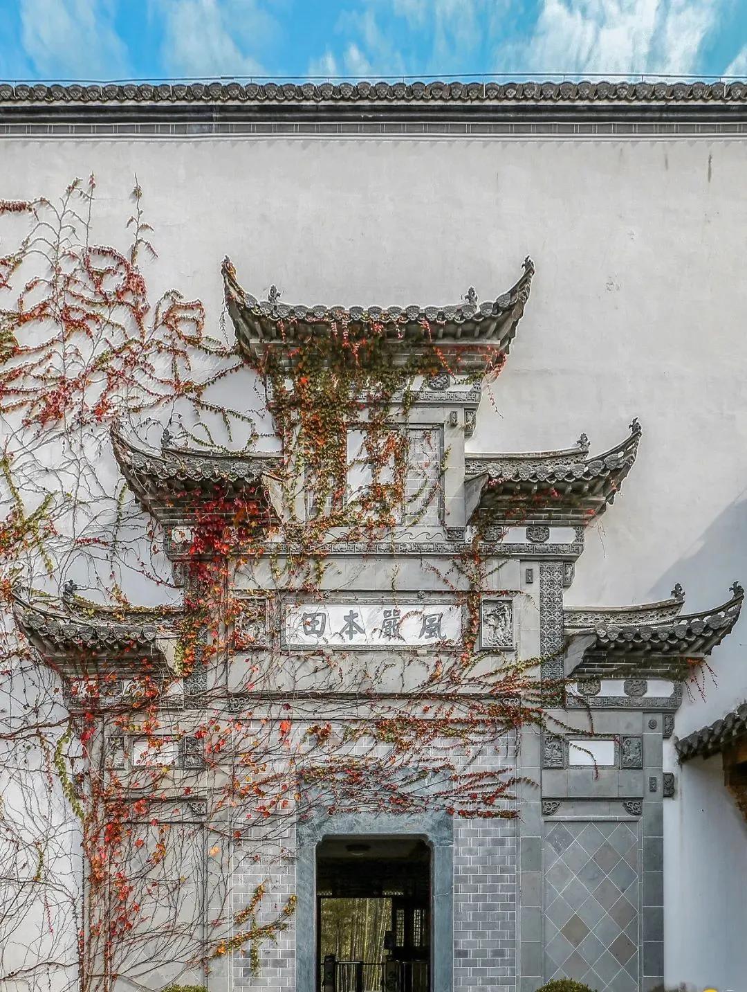 东阳仿古木雕门楼_徽州三雕艺术_徽州木雕砖雕石雕