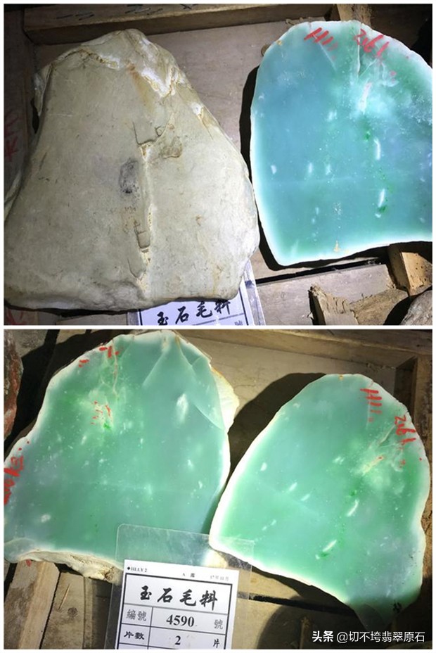 翡翠原石_翡翠皮壳砂发与肉质关系_赌石皮壳翻砂学问砂细肉细