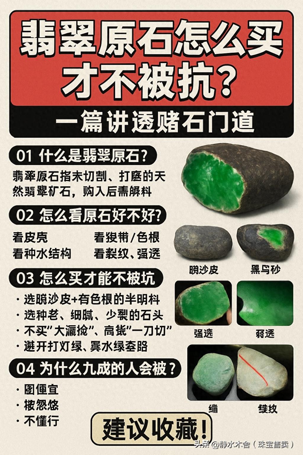 翡翠原石怎么看皮壳颜色判断好坏_新手避坑指南_翡翠原石