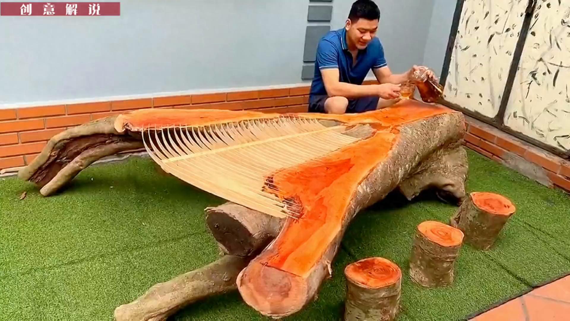 木头改造设计教程_手工创意休闲桌制作过程_幼儿简单木头手工