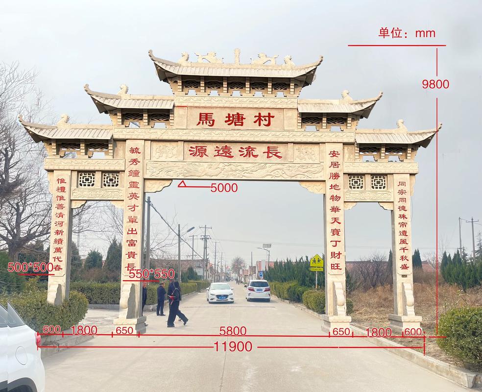 农村大门门匾_农村大门牌坊图片样式大全_嘉祥县瑞园石雕厂农村大门牌坊设计制作