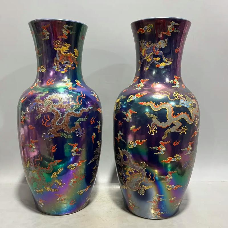 清粉彩浮雕龙纹花瓶_清朝瓷器艺术_浮雕花瓶图片大全