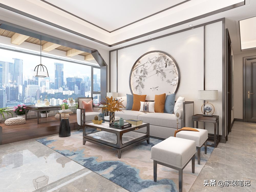 中式风格装修效果图_108平米新中式案例_小户型新中式装修设计