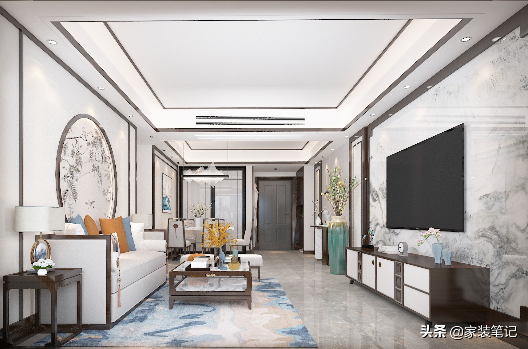 108平米新中式案例_中式风格装修效果图_小户型新中式装修设计