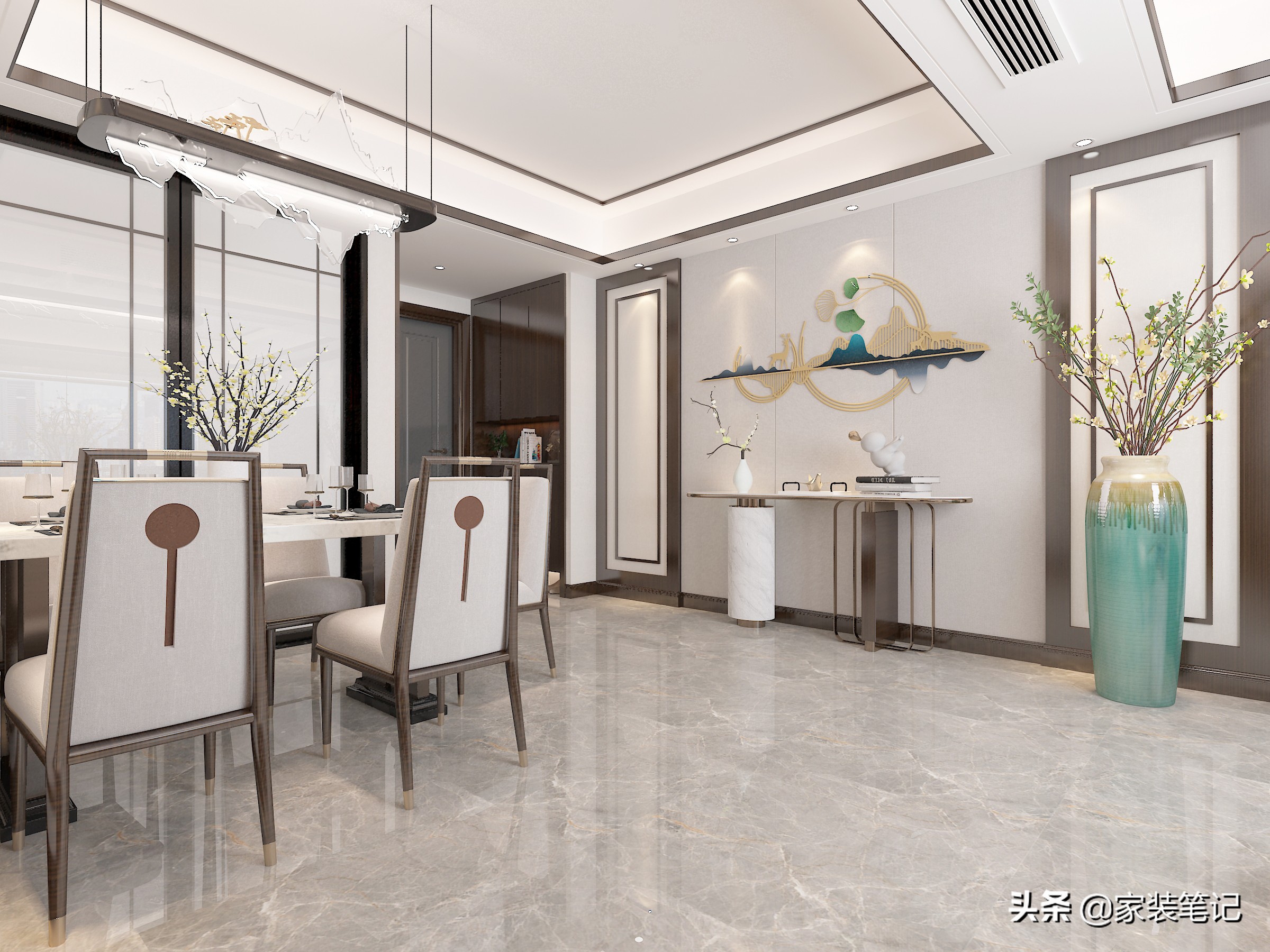 小户型新中式装修设计_中式风格装修效果图_108平米新中式案例