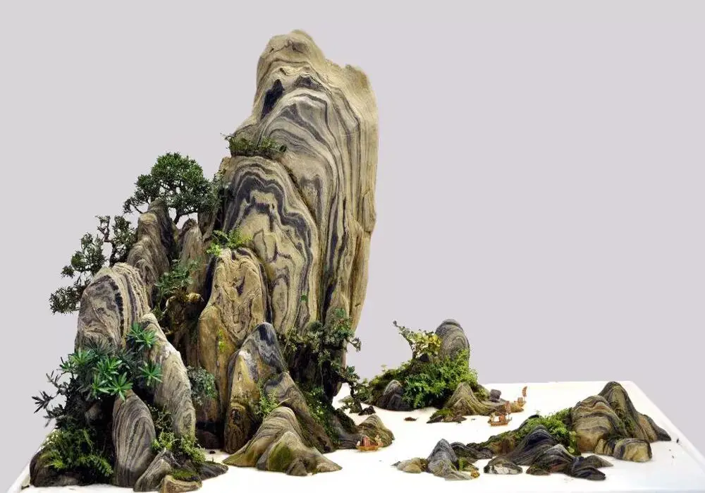 山水盆景雕琢山石技法_初学雕刻用什么材料_软石硬石加工区别