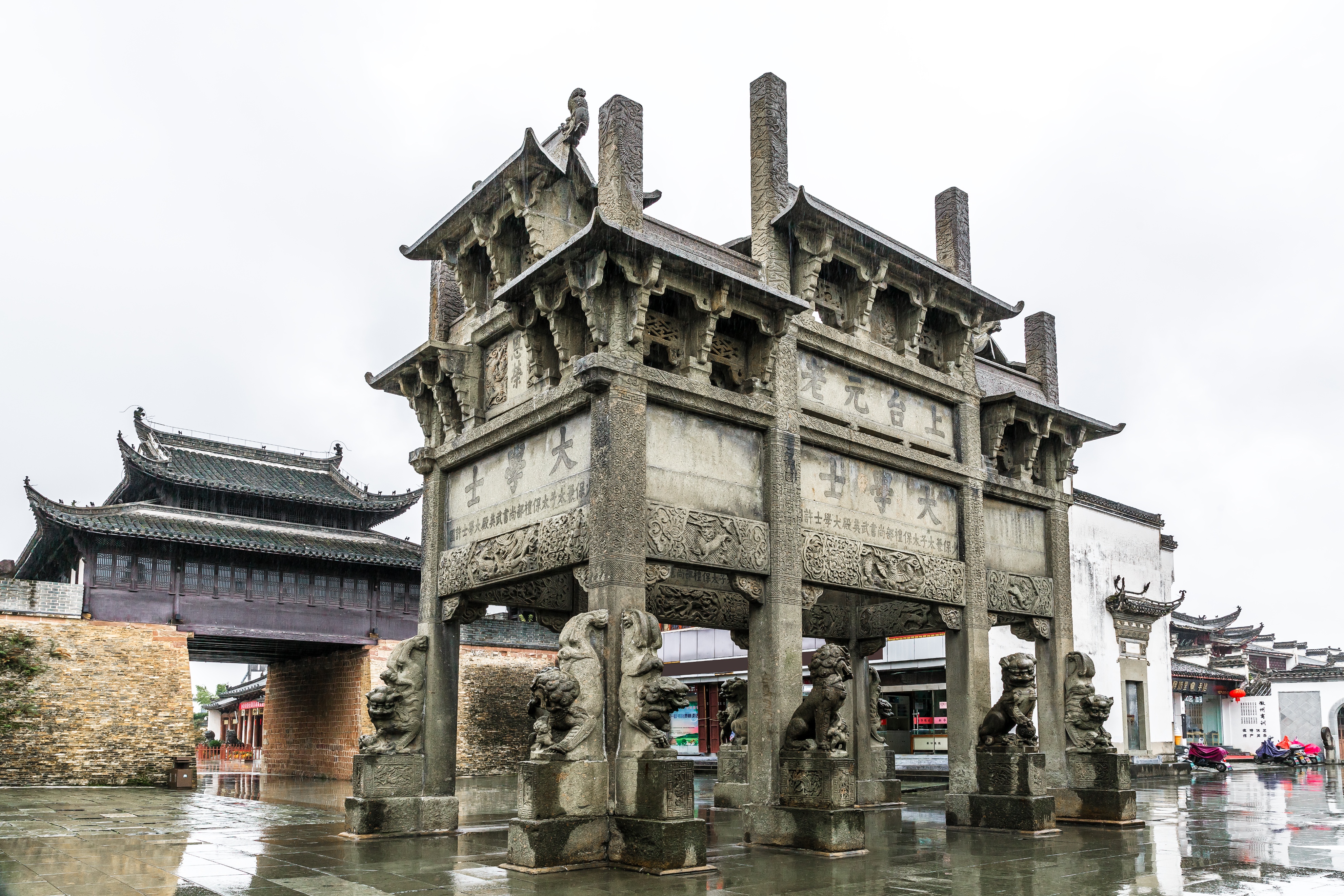 河南汤阴岳飞庙精忠坊 / 明_木牌坊图_浙江宁波横省石牌坊 / 南宋—元