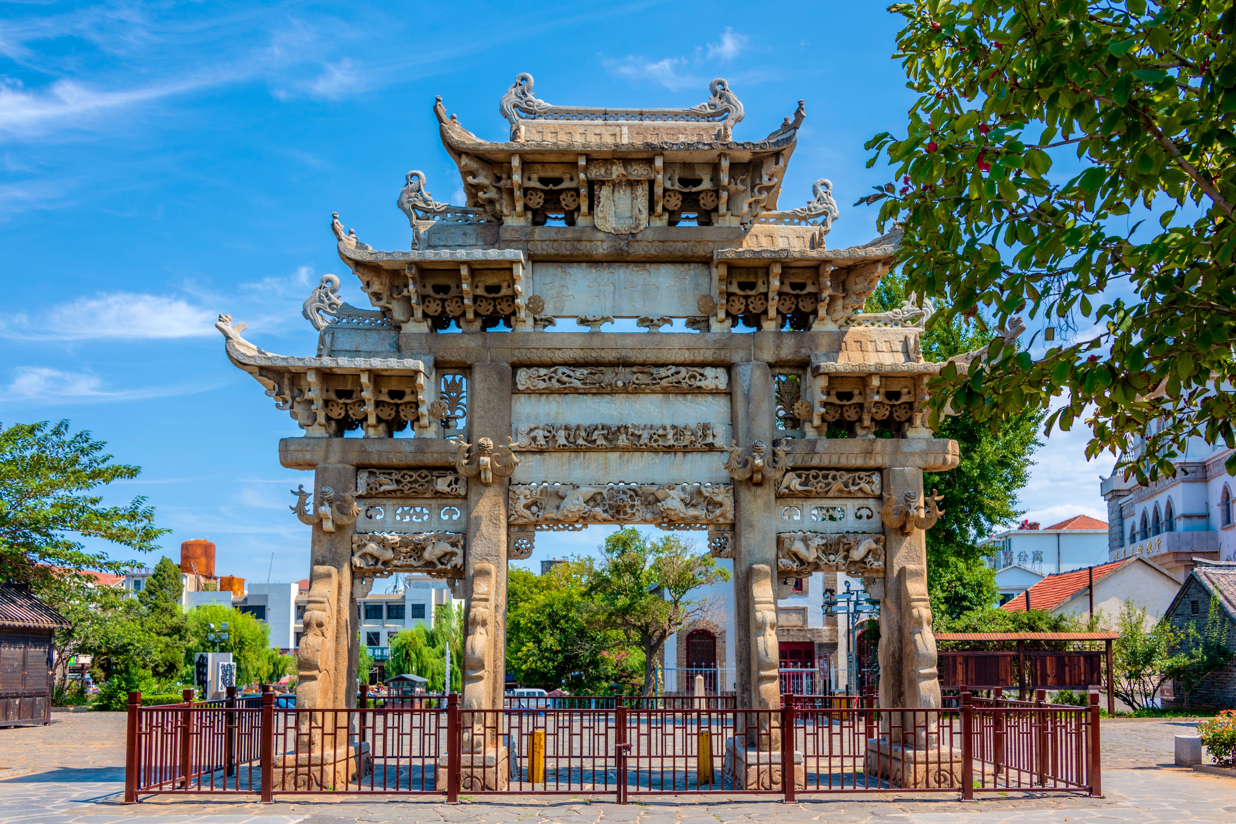 河南汤阴岳飞庙精忠坊 / 明_木牌坊图_浙江宁波横省石牌坊 / 南宋—元