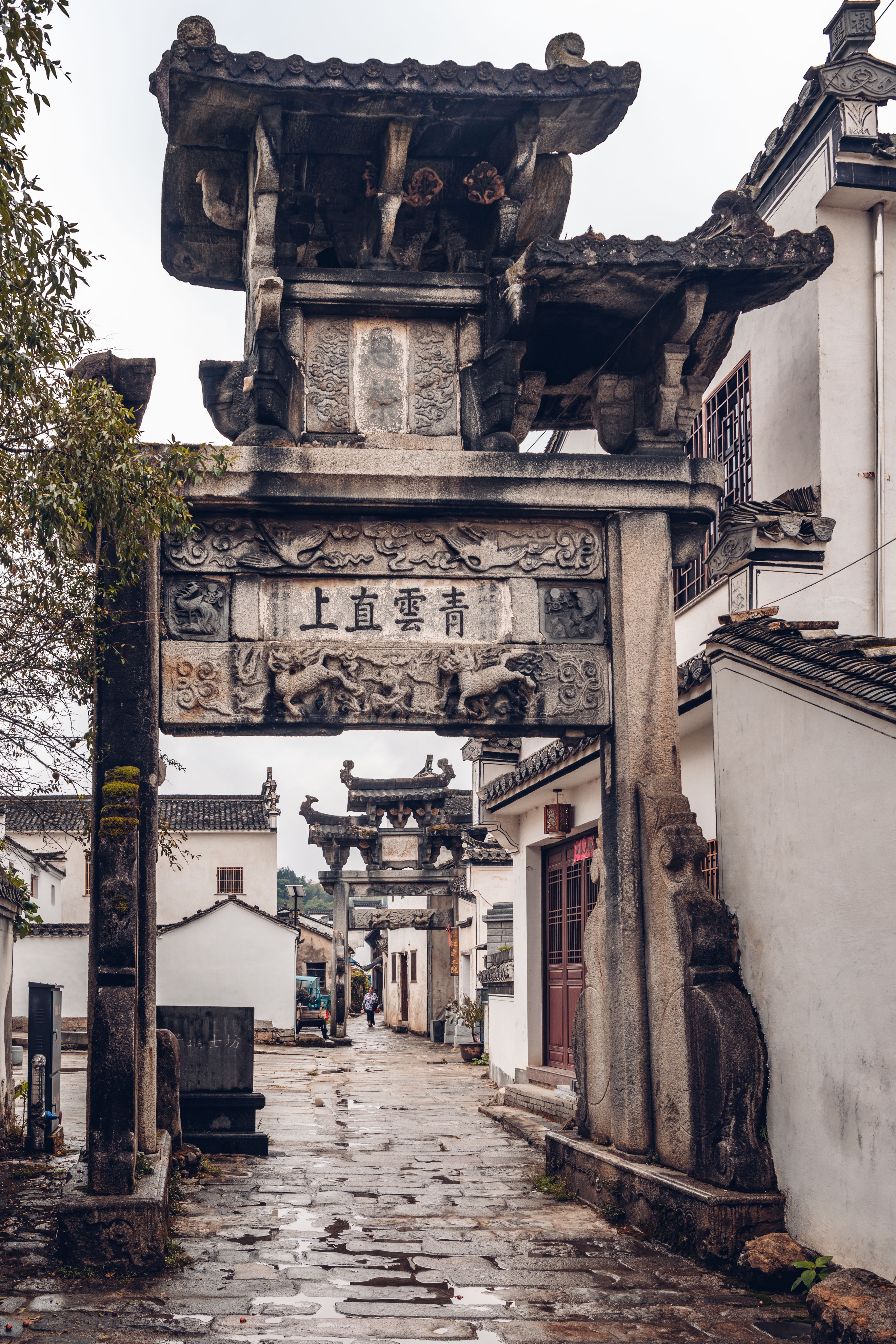 浙江宁波横省石牌坊 / 南宋—元_木牌坊图_河南汤阴岳飞庙精忠坊 / 明