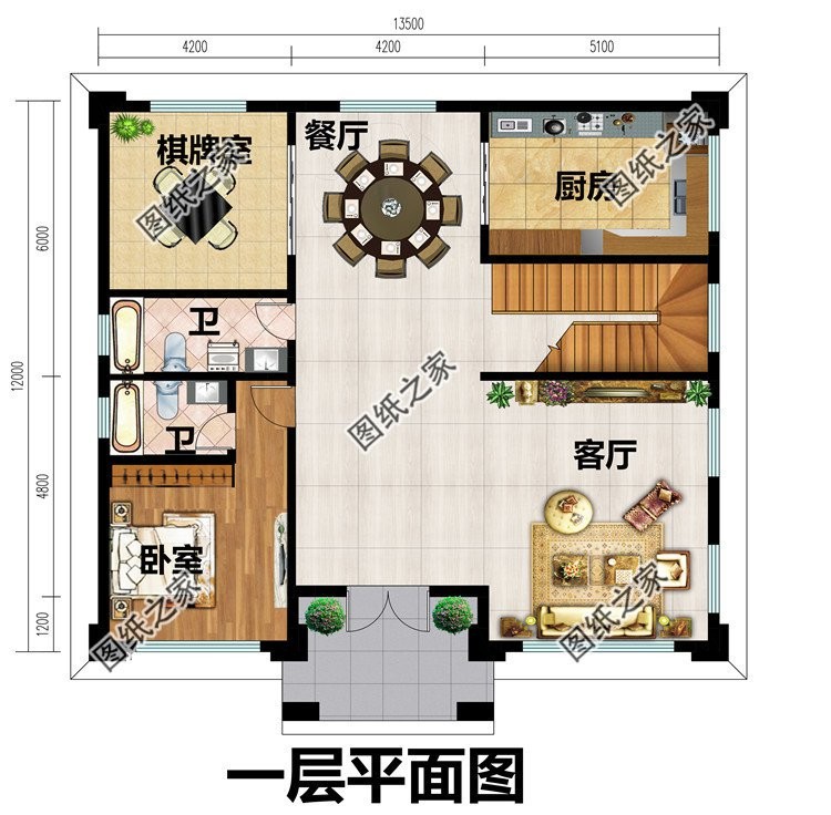 100平方米二层古典中式小别墅设计图纸_农村别墅大门_农村挑空别墅设计图纸