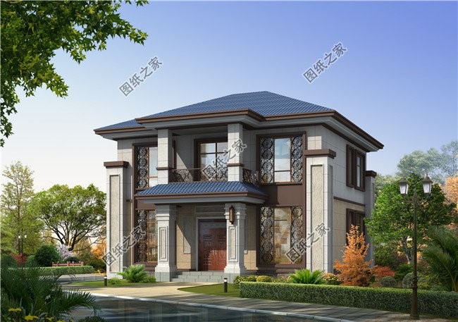 农村挑空别墅设计图纸_农村别墅大门_100平方米二层古典中式小别墅设计图纸