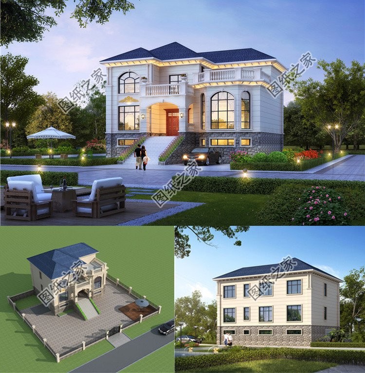 农村挑空别墅设计图纸_农村别墅大门_100平方米二层古典中式小别墅设计图纸