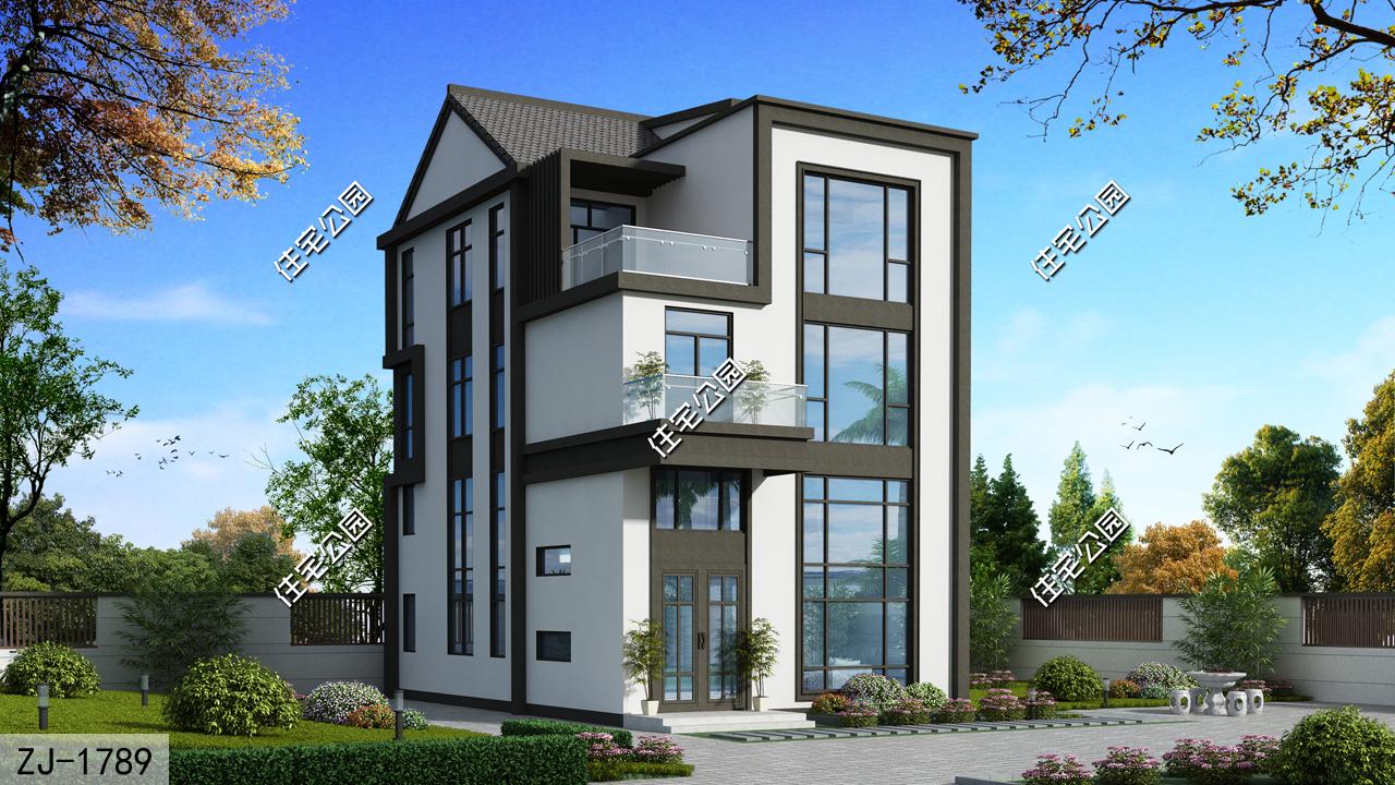 农村别墅大门_农村小宅基地别墅设计_带夹层农村自建房方案
