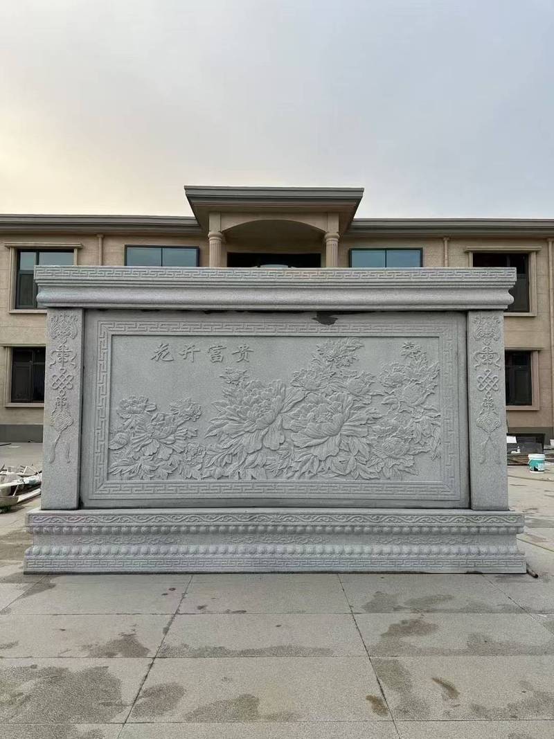 石雕浮雕立体墙面影背墙_照壁匾额_大理石浮雕青石影壁