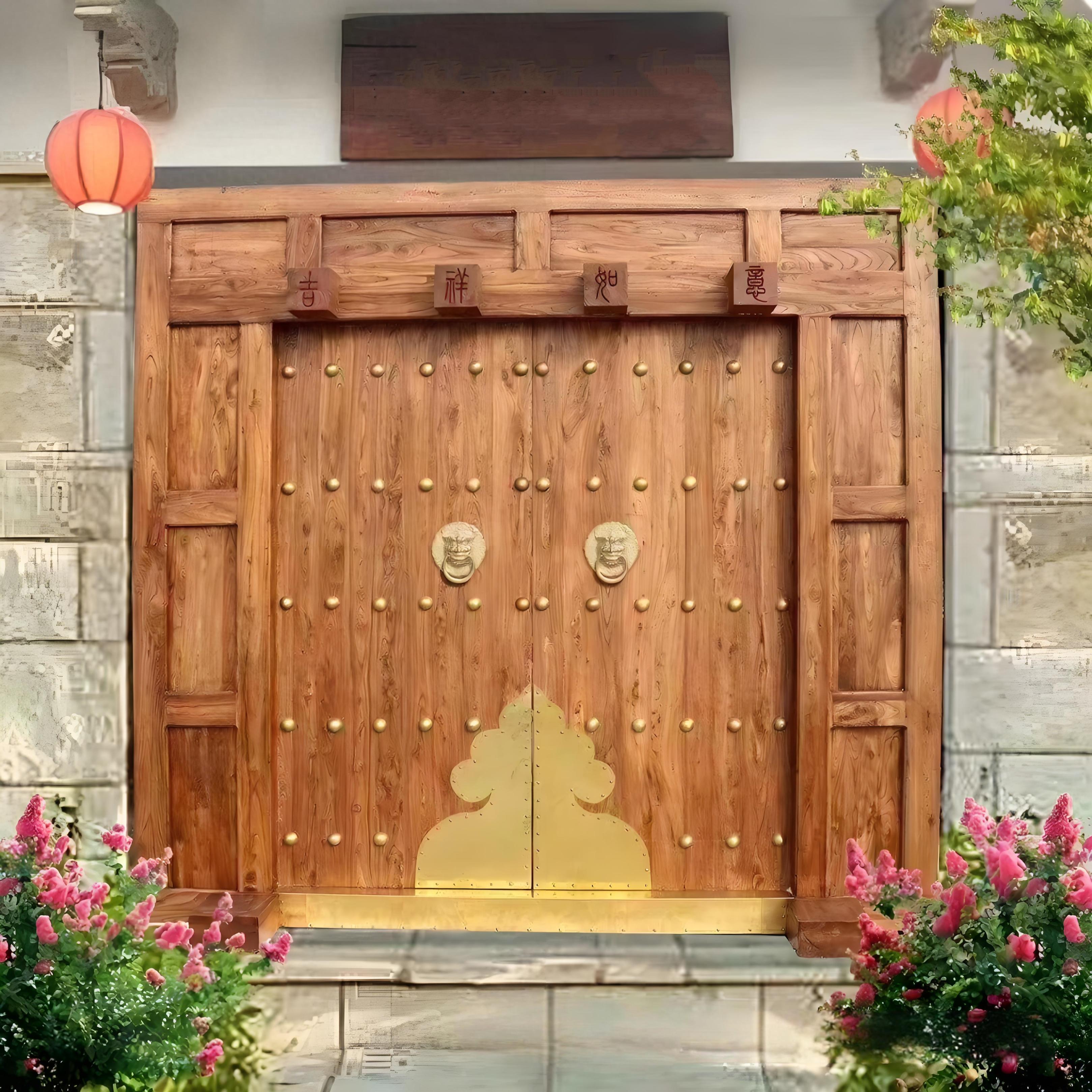 住宅大门牌匾图片_立标木艺厂家_仿古大门定制