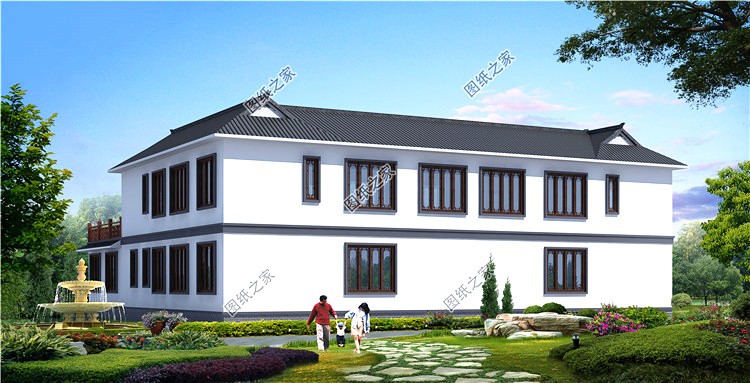 农村别墅大门_农村兄弟双拼四合院别墅_中式双拼四合院设计图纸