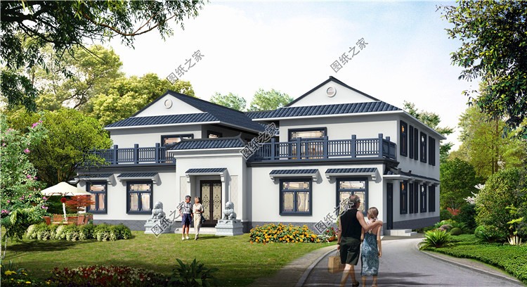 农村别墅大门_农村兄弟双拼四合院别墅_中式双拼四合院设计图纸