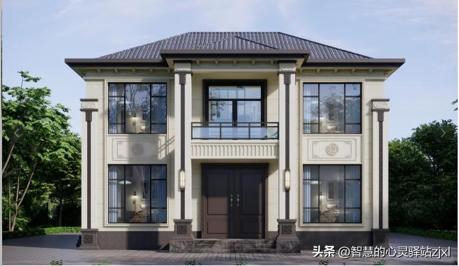 回农村盖房12米面宽别墅图纸_农村别墅大门_现代风别墅院子设计