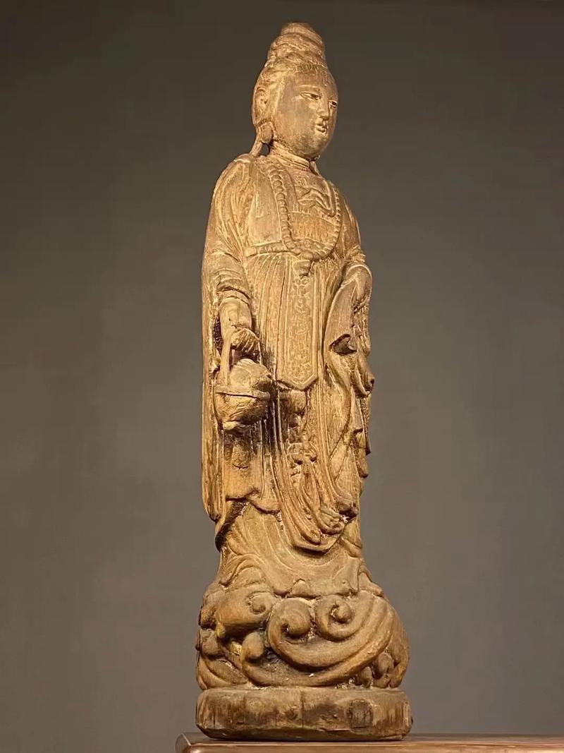 木雕工艺品_中国国家博物馆彩绘木雕观音菩萨坐像_中国工艺美术大师郑春辉清明上河图木雕