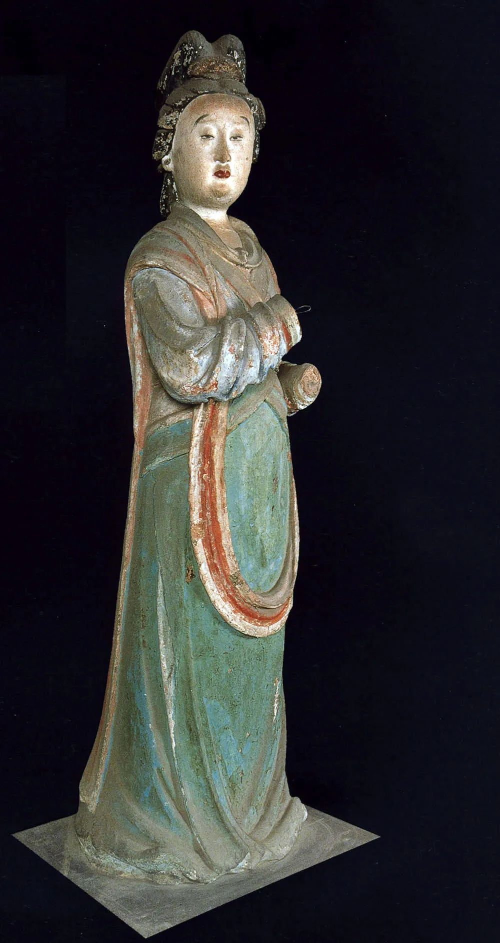 晋祠圣母殿宋代侍女像_晋祠御笔匾额_晋祠侍女雕塑艺术